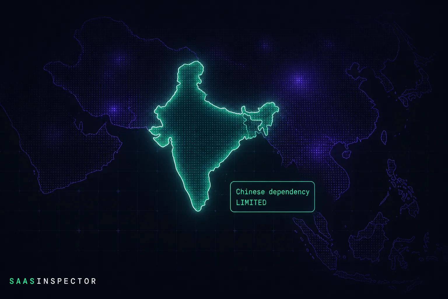 Abstract map highlighting India as a hardware supply-chain alternative that limits Chinese component dependency