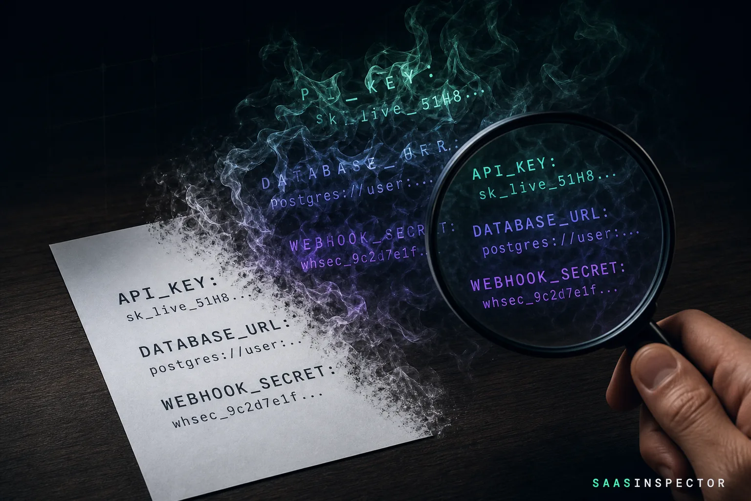 A magnifying glass reconstructs hidden source text from the smoke emitted by a dissolving document, illustrating the Previous-Token Prediction method that…
