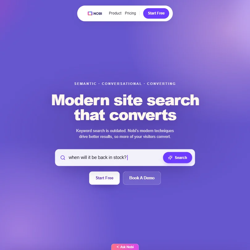 Nobi homepage screenshot