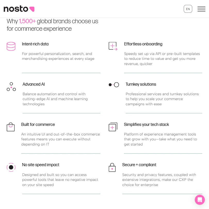 Nosto features screenshot