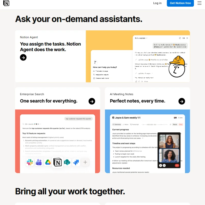 Notion features screenshot