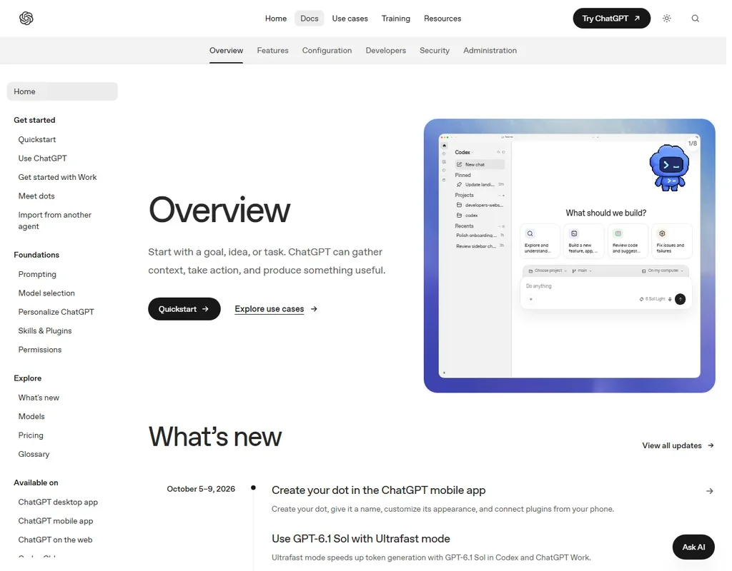OpenAI Codex homepage screenshot