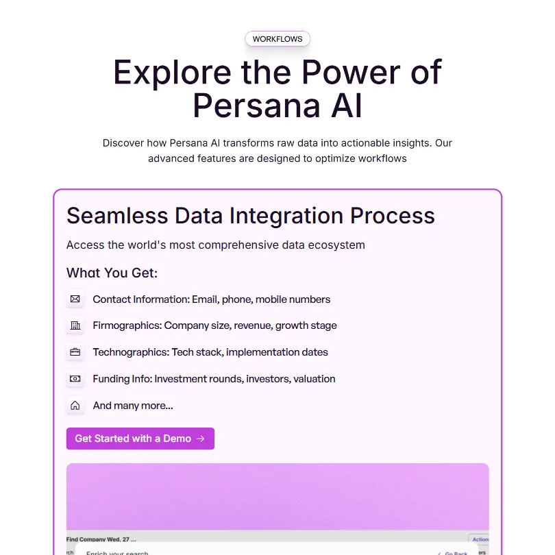 Persana AI features screenshot