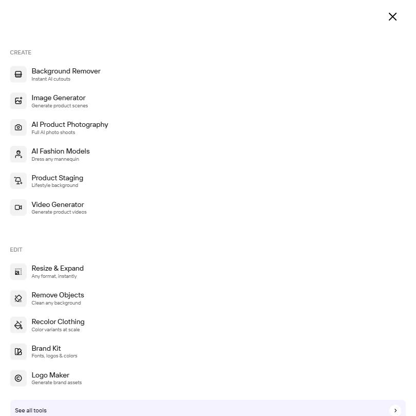 Photoroom features screenshot