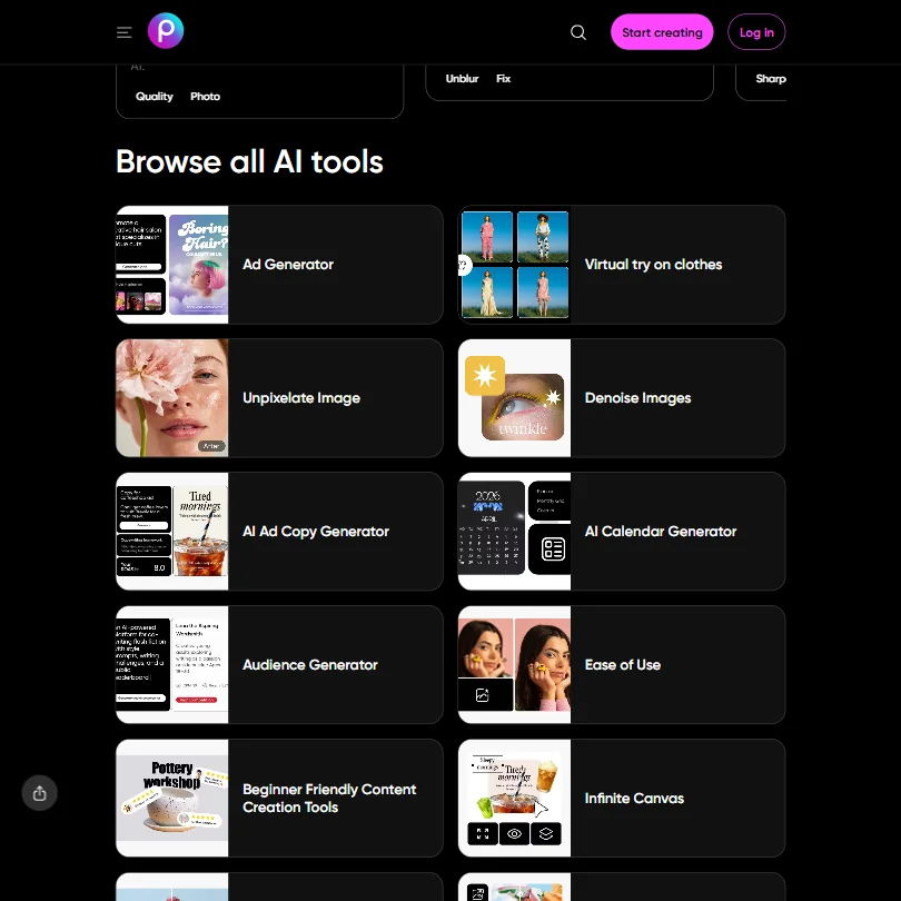 Picsart features screenshot