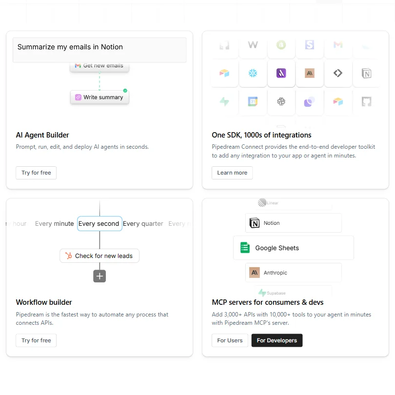 Pipedream features screenshot