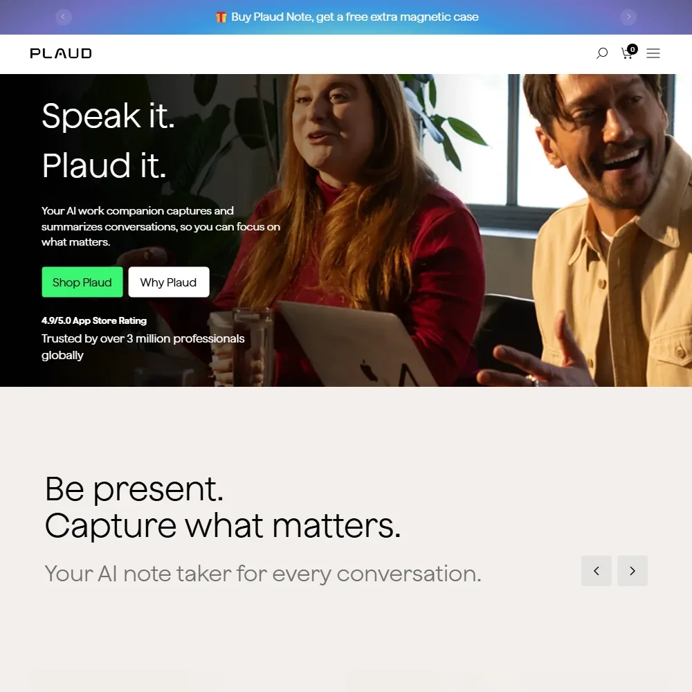 Plaud homepage screenshot