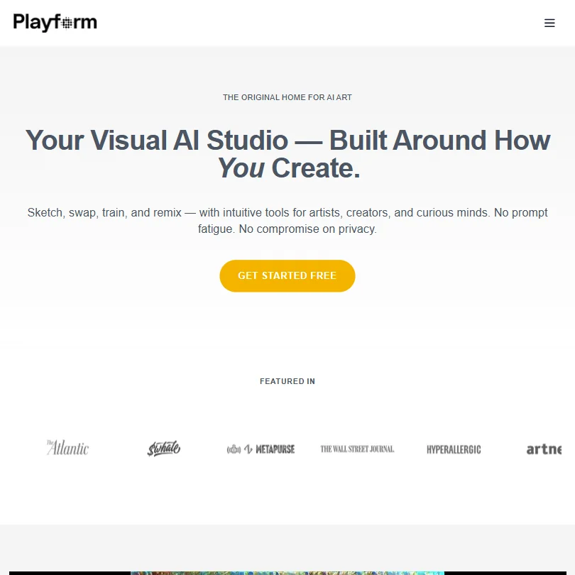 Playform homepage screenshot