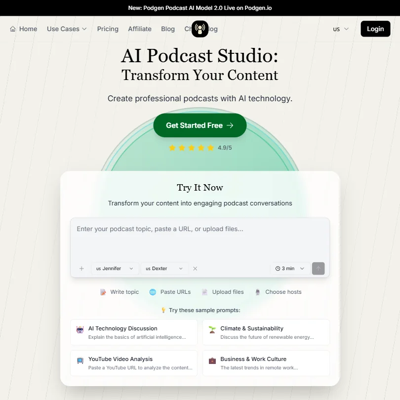 PodGen.io homepage screenshot