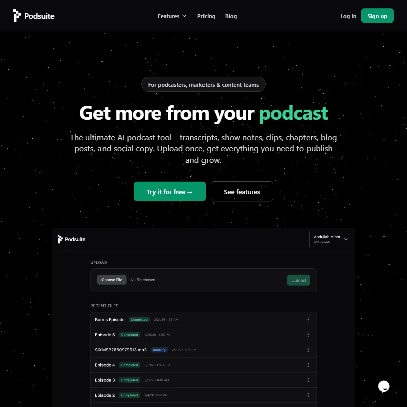 Podsuite homepage screenshot