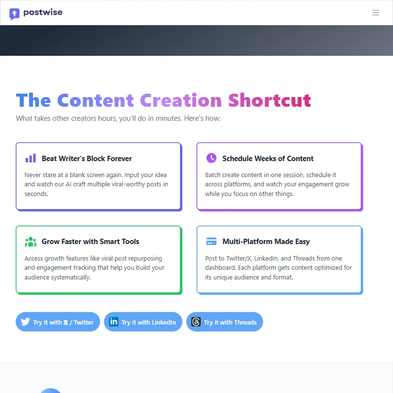 Postwise features screenshot