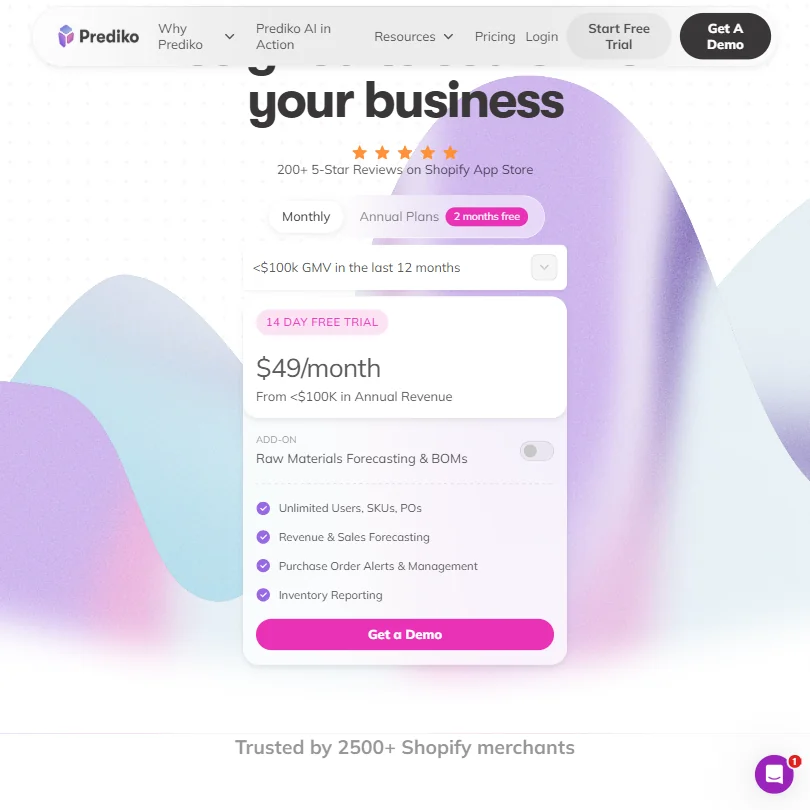 Prediko pricing screenshot