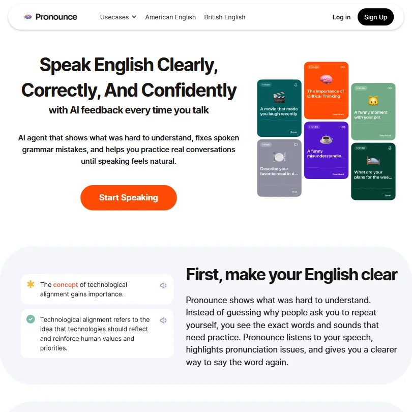Pronounce AI features screenshot
