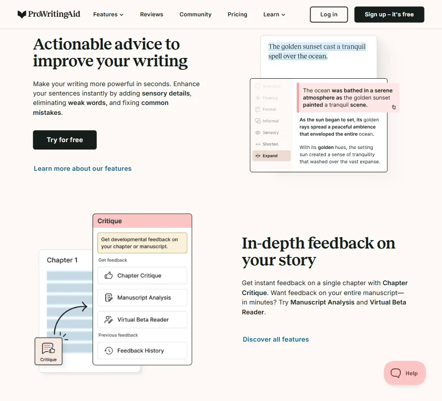 ProWritingAid features screenshot
