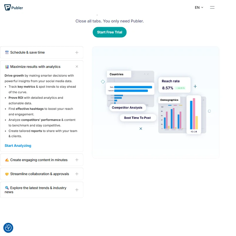 Publer features screenshot