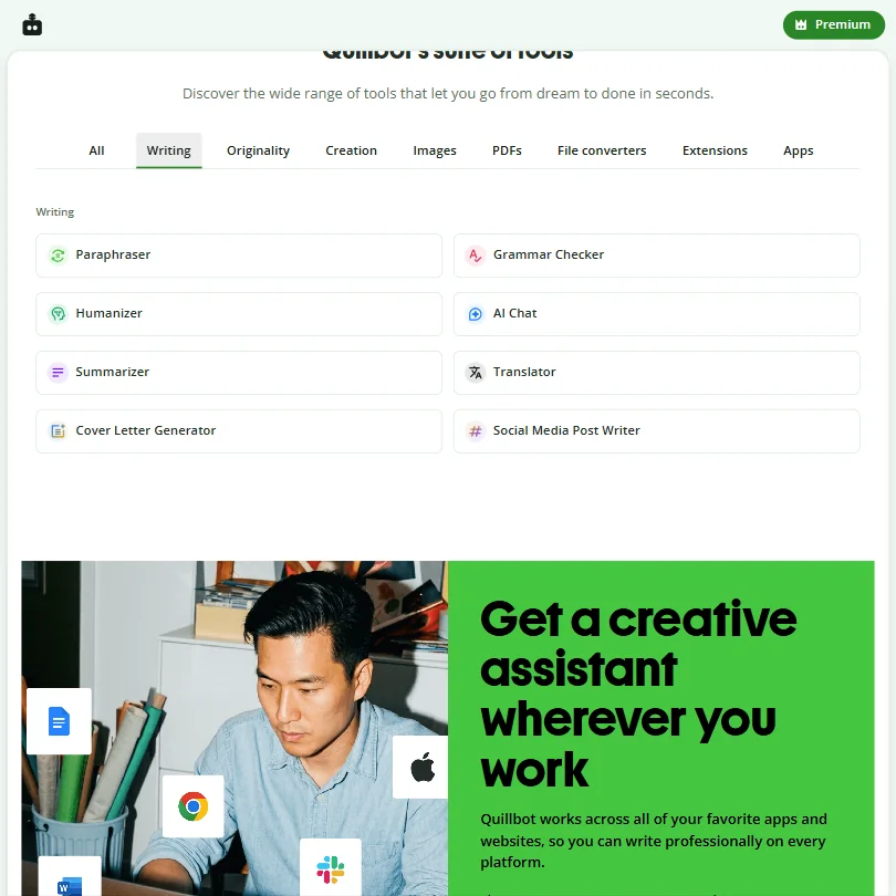 QuillBot features screenshot