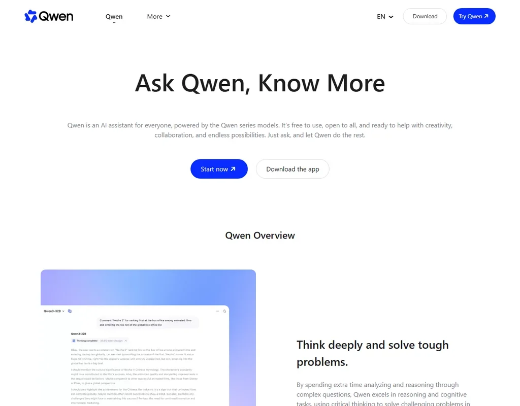 Qwen homepage screenshot