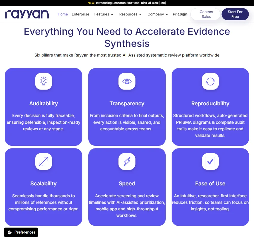 Rayyan features screenshot