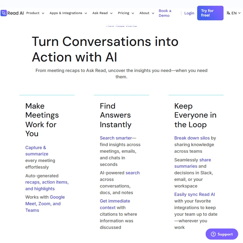 Read AI features screenshot