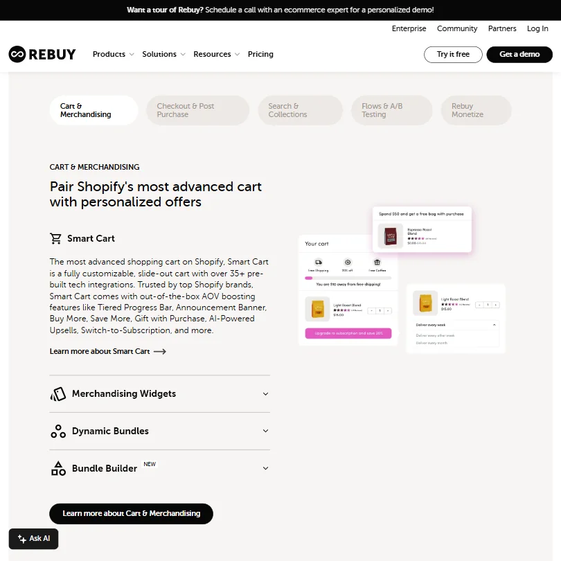 Rebuy features screenshot