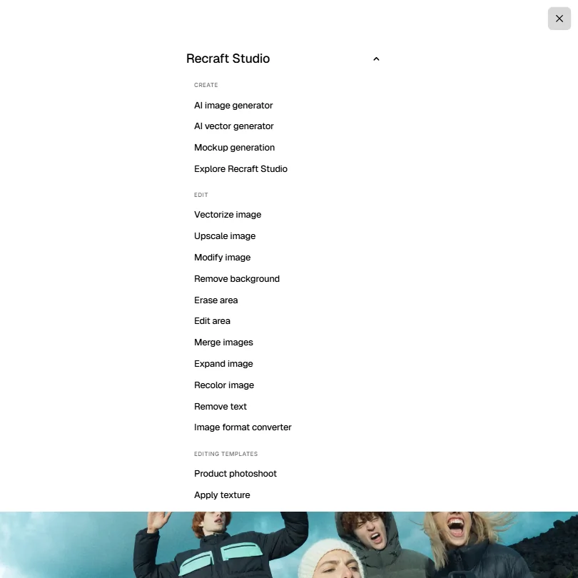 Recraft features screenshot
