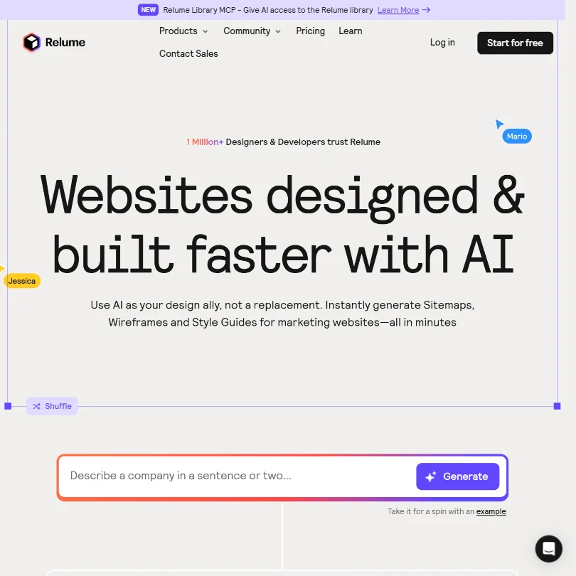 Relume homepage screenshot