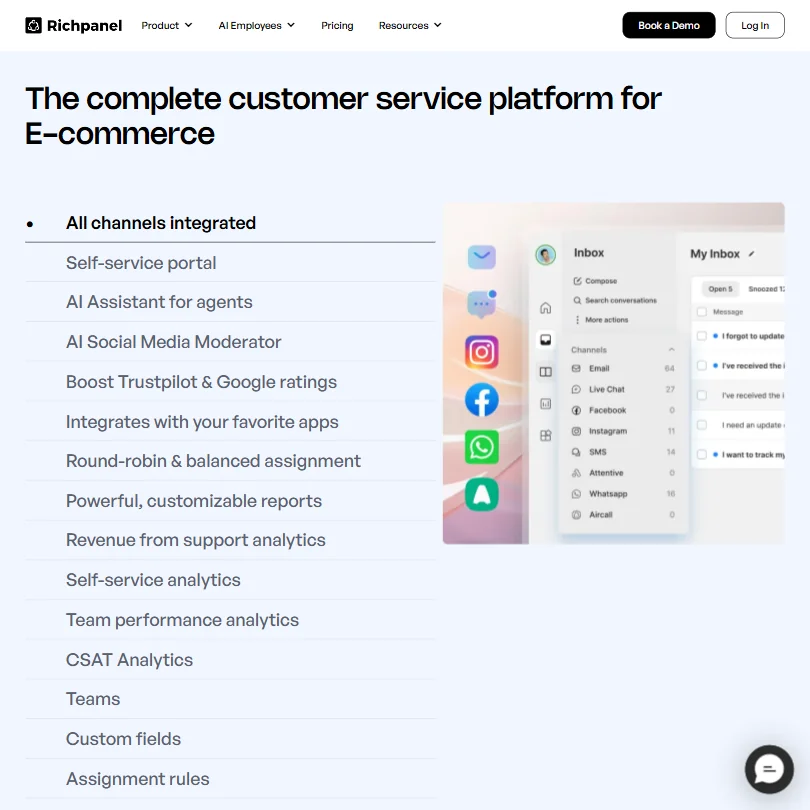 Richpanel features screenshot