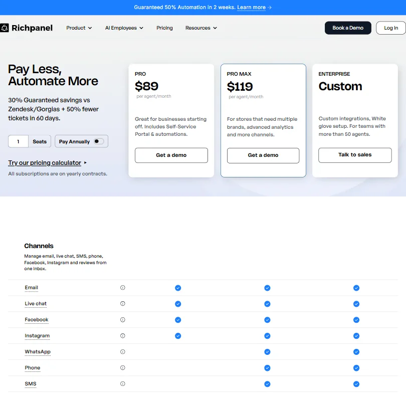 Richpanel pricing screenshot