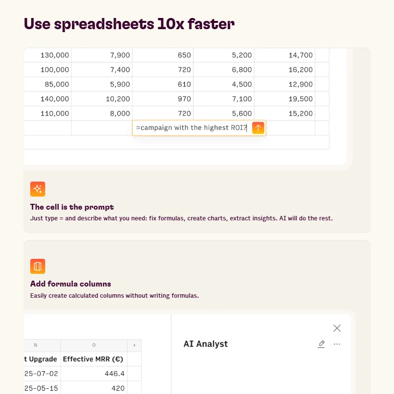 Rows features screenshot