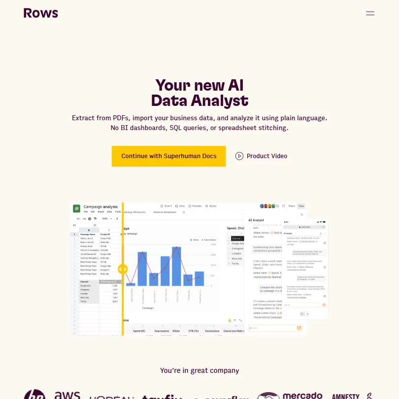 Rows homepage screenshot