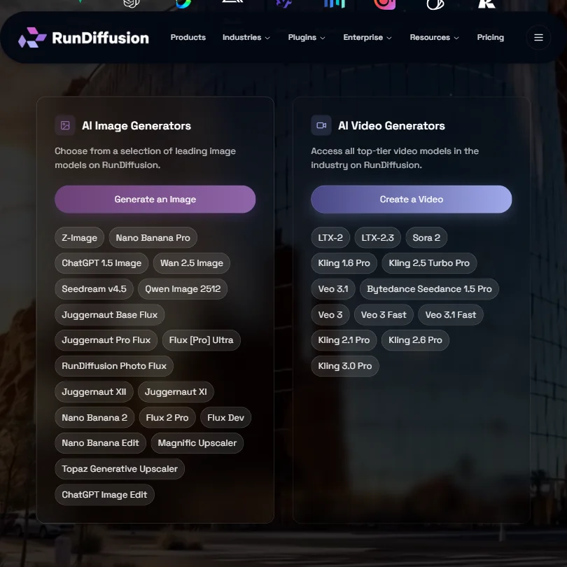 RunDiffusion features screenshot