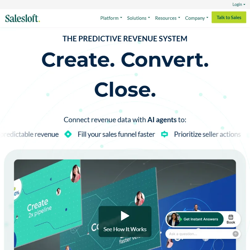 Salesloft homepage screenshot