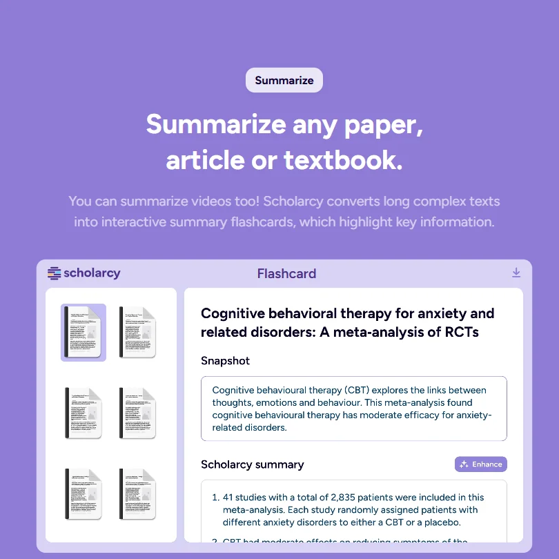 Scholarcy features screenshot