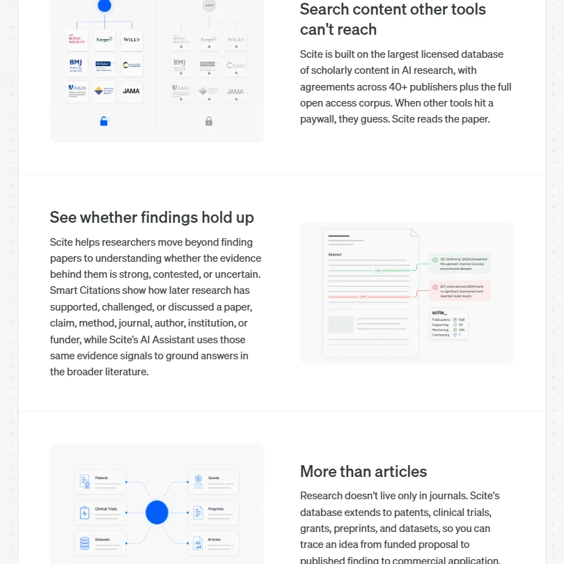 Scite features screenshot