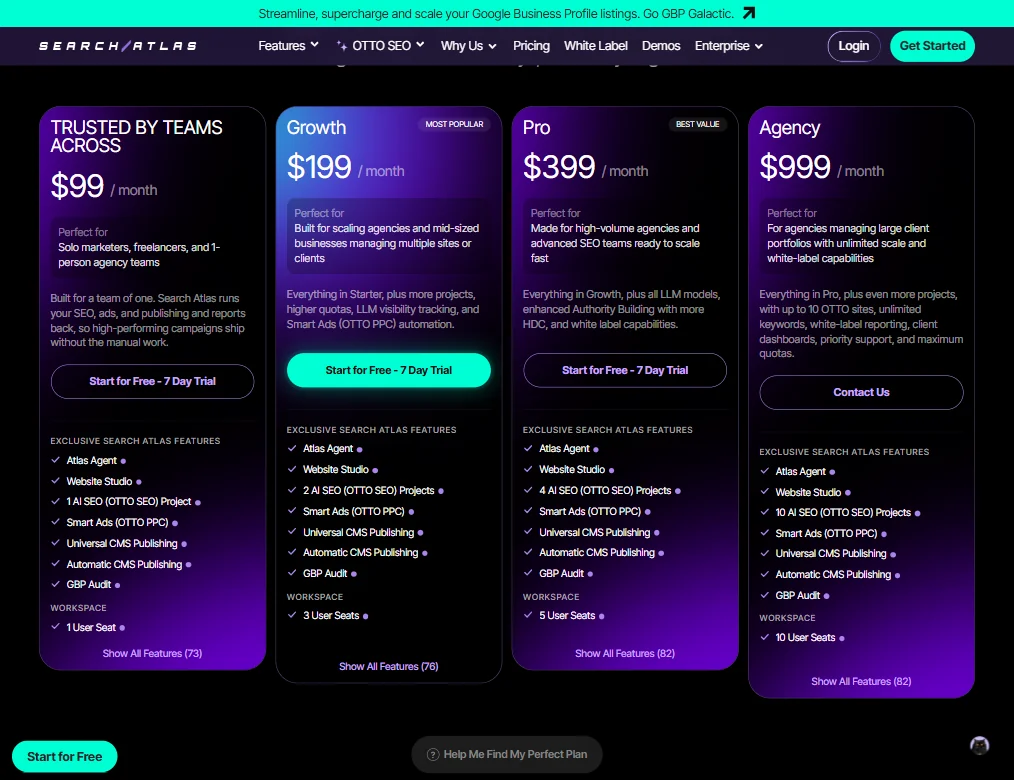 SearchAtlas pricing screenshot