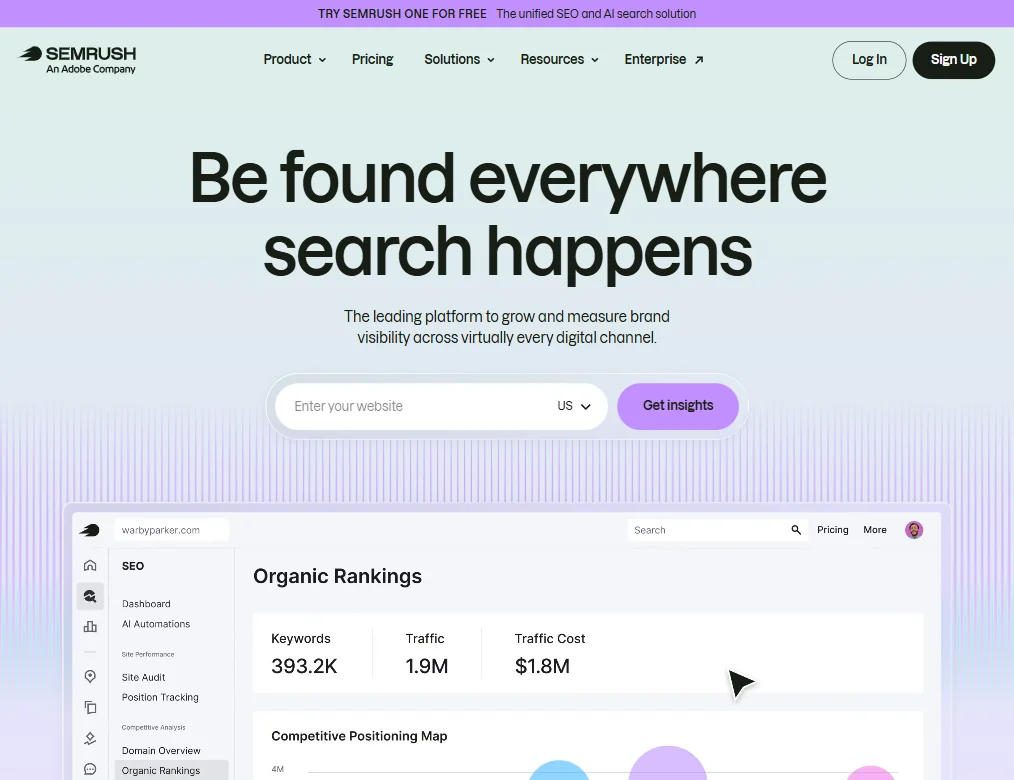 Semrush homepage screenshot