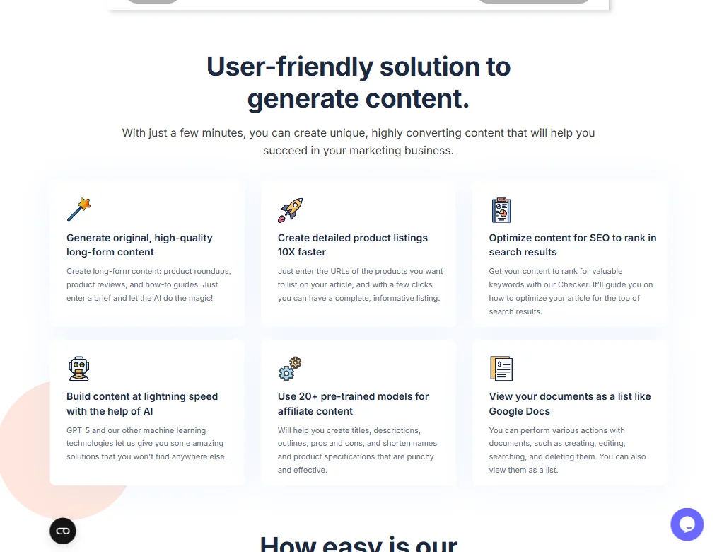 SEO Writing AI features screenshot