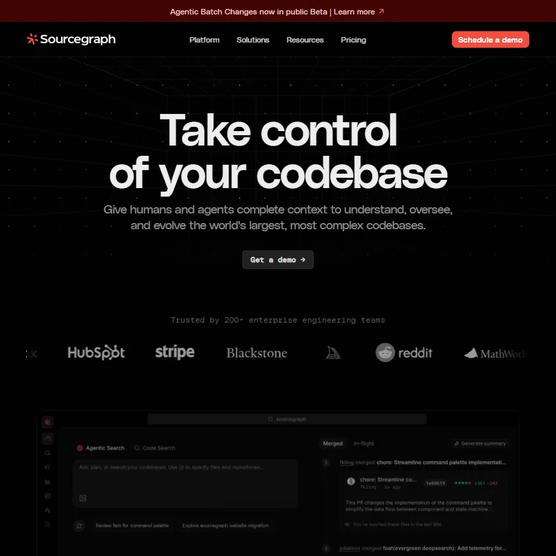 Sourcegraph homepage screenshot