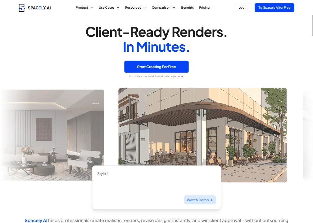 Spacely AI homepage screenshot