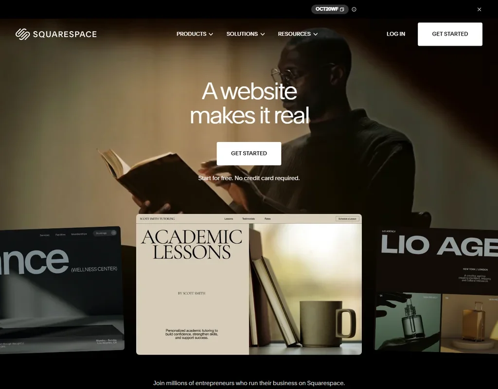 Squarespace homepage screenshot