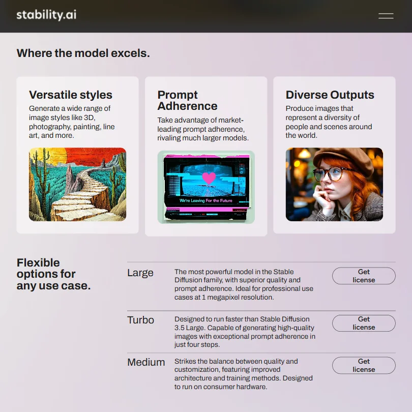 Stability AI features screenshot
