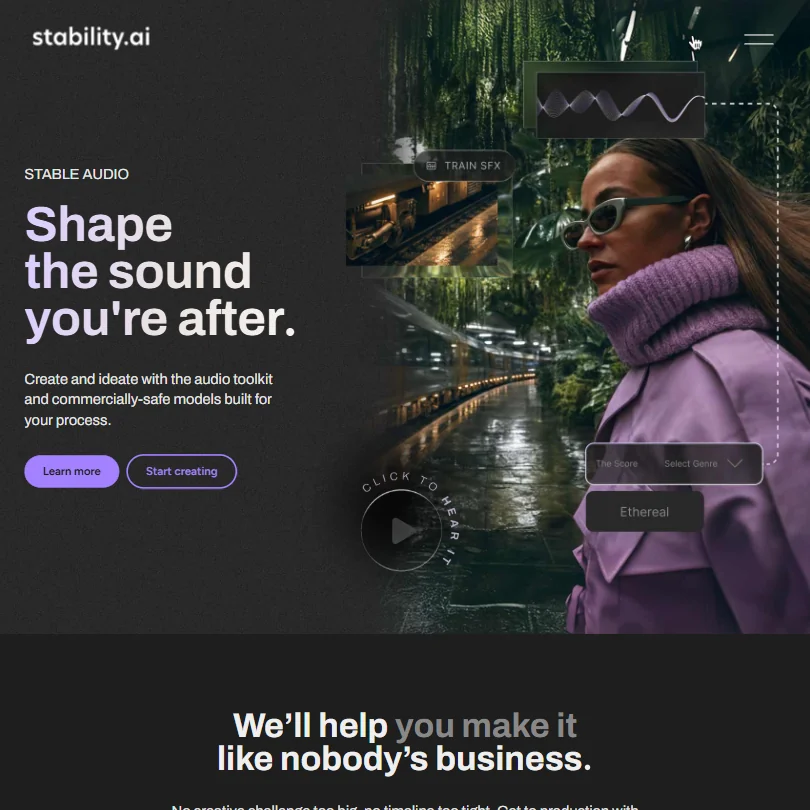 Stability AI homepage screenshot