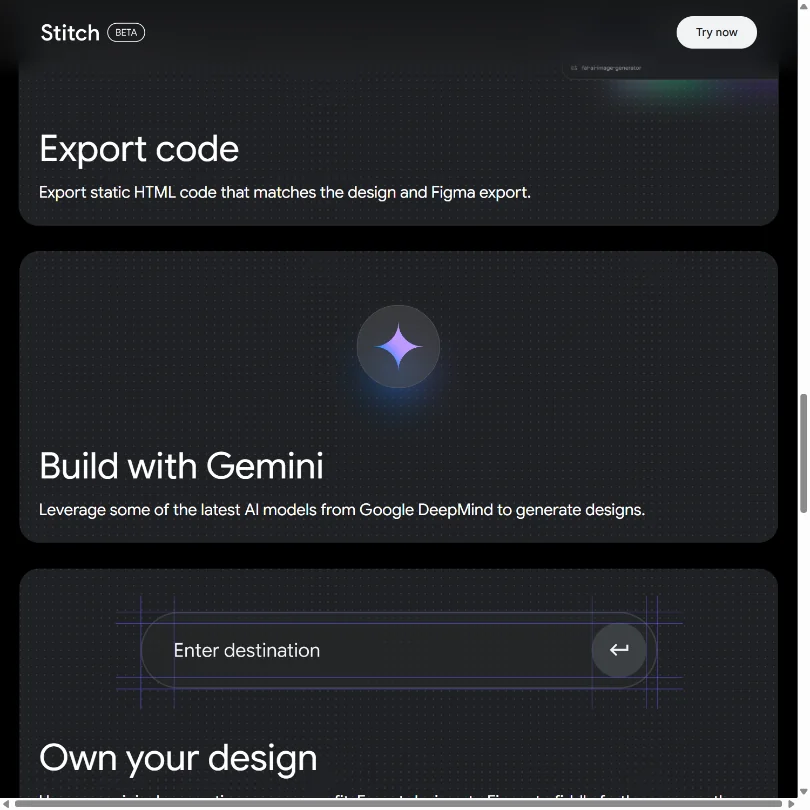 Stitch features screenshot