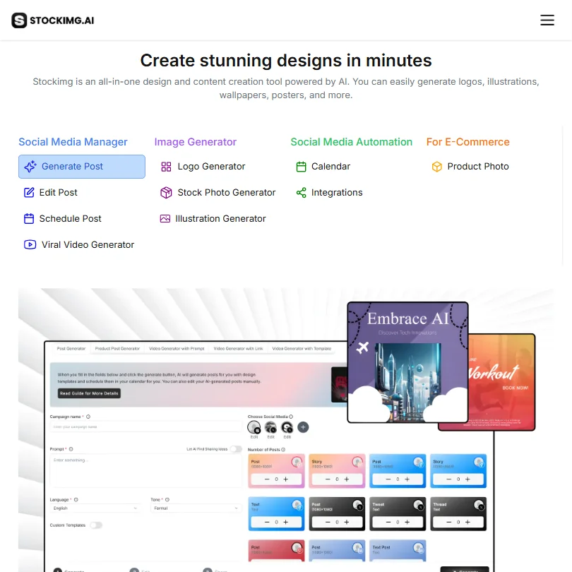 Stockimg AI features screenshot