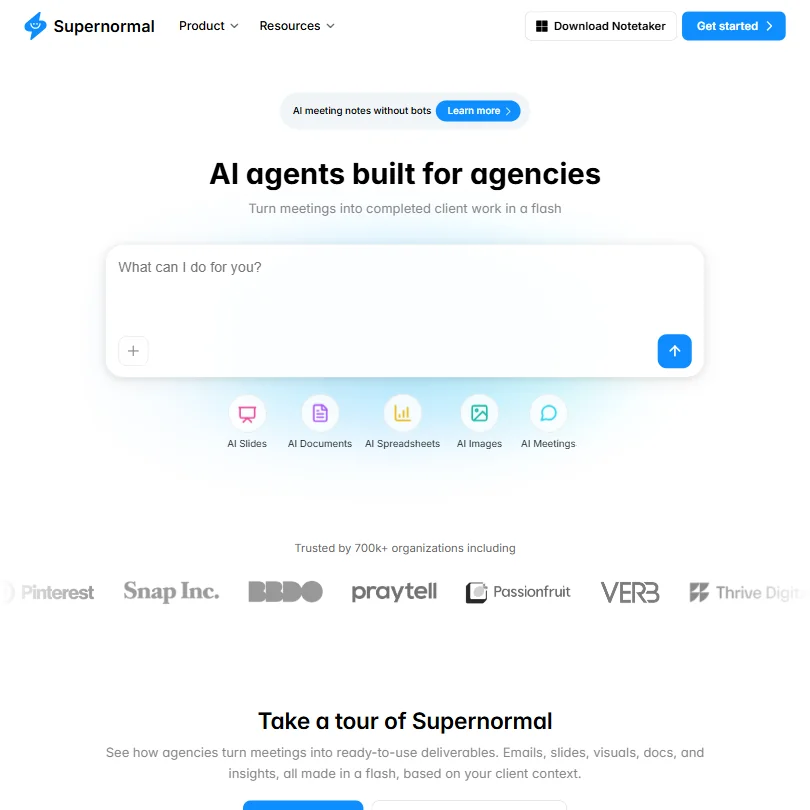 Supernormal homepage screenshot