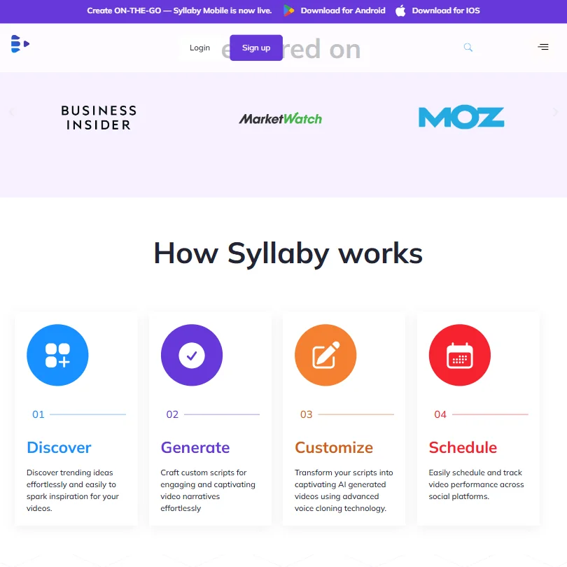 Syllaby features screenshot