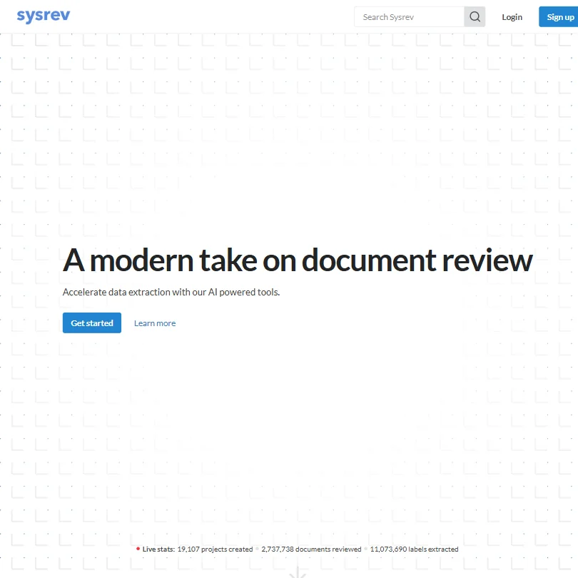 Sysrev homepage screenshot