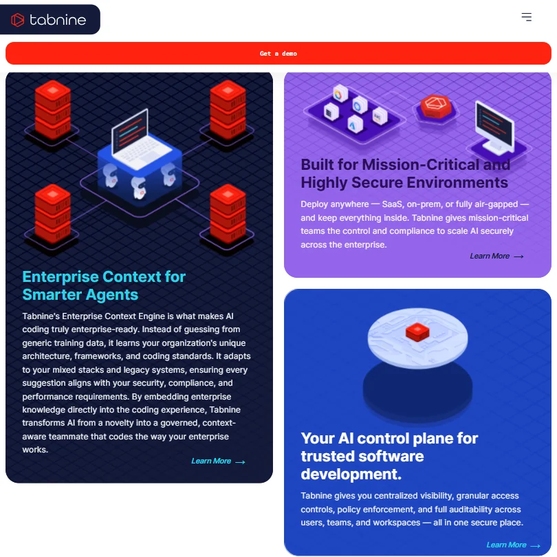 Tabnine features screenshot