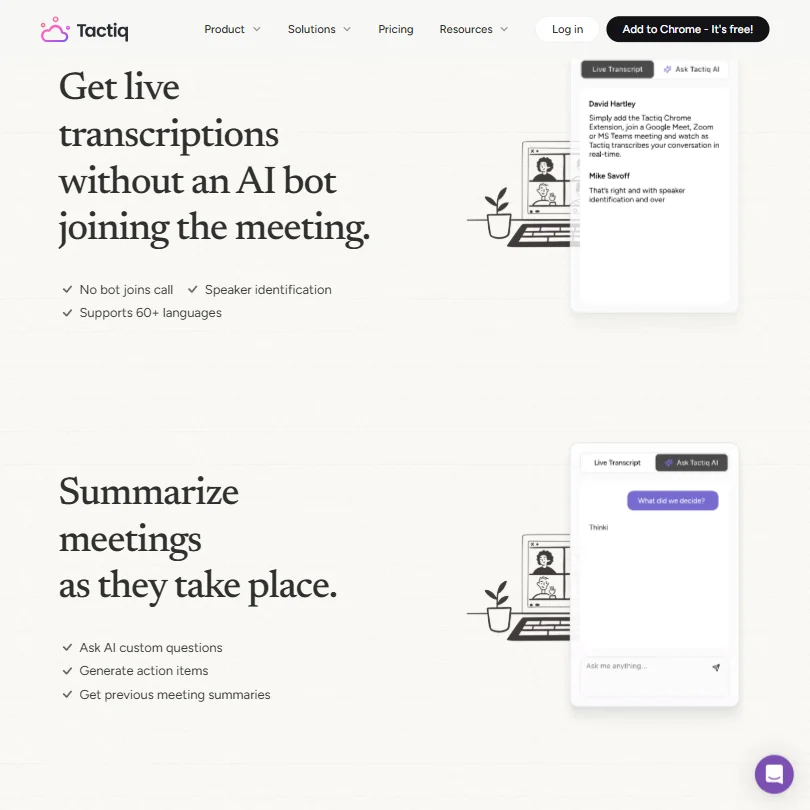 Tactiq features screenshot
