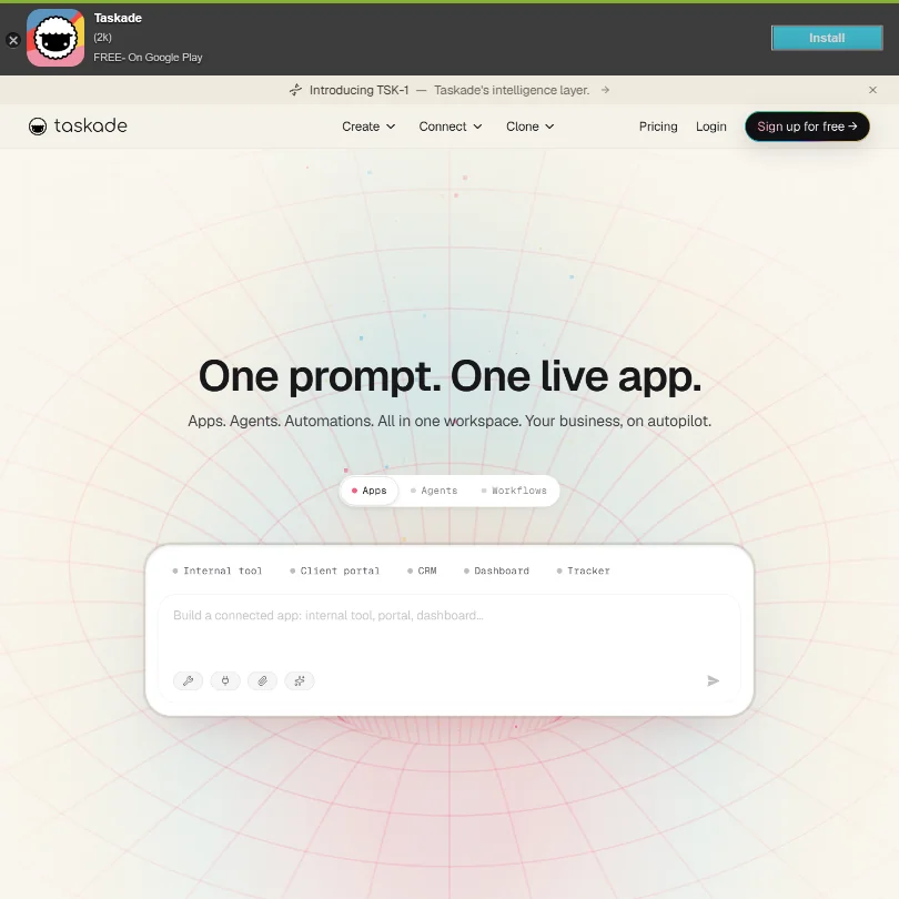 Taskade homepage screenshot